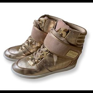 Bebe sport hightop rosegold sneakers